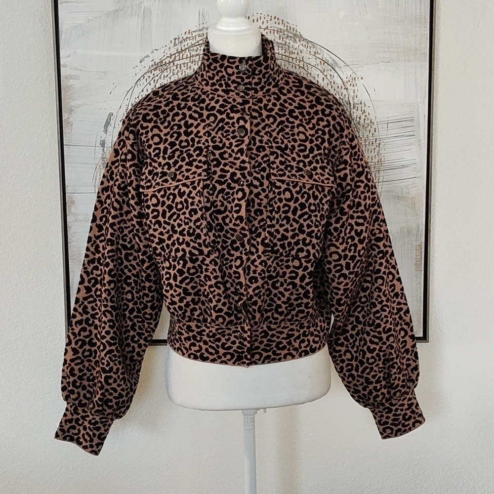 New Marled Animal Print Sweater Jacket Size XS